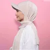 Vêtements ethniques Musilm Femmes Jersey Hijab Attaché Base Ball Cap Sports d'été Foulards Prêt à porter HIjabs instantanés Piness Plain Cotton