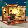 Puppenhaus Zubehör DIY Puppenhaus Kit 3D Mini Haus mit Möbeln Roombox Holzmodell Spielzeug für Erwachsene Kind Geburtstag handgemachtes Geschenk Ausverkauf 230424