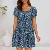 Casual Kleider Kleider für Frauen Plus Size Sexy Sommer Plissee Ärmel Ausschnitt Print Kleid Minikleid Sommerkleid Boho Herbst Kleider für Frauen 230424