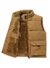 Giacche da uomo Casual Gilet spesso da uomo Solid Winter Cargo Giacca senza maniche Uomo 2023 Moda Zippper Dolcevita in velluto a coste Caldo ragazzo Outwears 231124