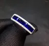 Bagues en grappe Y405 bijoux fins bague en saphir naturel 1.1ct pierre précieuse bleue non chauffée or pur 18 K pour femmes diamants