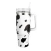 Gobelets en acier inoxydable de 40 oz avec couvercles et paille guépard animal vache imprimé léopard conservation de la chaleur tasses de voiture de voyage bouteilles d'eau de grande capacité 1124