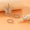 Cluster Rings Punk Silver Color Liquid Butterfly Set For Women Fashion Irregular Wave Metal Knuckle Aesthetic Egirl Gothic Jewelry 230424