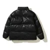 Designer katoen zwart minimalistisch zwaargewicht opstaande kraag PU-leer verdikt warm donsjack