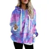 Damen Hoodies Frauen Kapuzen Sweatshirt Warm Winter Top Tie-Dye Hoodie Lässige Lose Damen Pullover Weiblicher Pullover Mantel