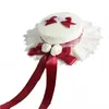 Cappelli a tesa larga Cappello estivo per ragazze dolci Cappello da sole estivo con fiocco in nastro Bowknot Paglia fatto a mano Lolita per la festa pastorale del tè pomeridiano Elob22