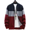 Herren Pullover Herren Reißverschluss Strickjacke Herbst / Winter Pullover Fleece Warm Mode Baseball Langarm Strick Chenille Jacke Hombre Kleidung