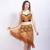 Scene Wear Belly Dance Elegant Tassel Bra Clothessuit Diamond Top Belt kostym Latin Style Samba Night Festival Rave