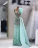 2023 апрель Асо Эби Кристаллы Тристаллы платье небо голубая русалка вечерняя вечеринка второй прием с днем ​​рождения платье платья платья руля