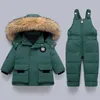 Donsjas Qaoerde Jongen Jas 2-delige set Kinderen Donsjack Winter Meisjes Snowsuit Bontkraag Warme kinderparka's Dikker babykleding 1-4 jaar 231123