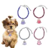 Coleiras de cachorro moda colar ajustável colar de gato zircão vidro strass pingente jóias acessório de luxo