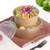 Dijkartikelen Sets Grade wegwerpbaar Kraft Paper Salad Packing Box Takeout Breakfast Fast Tray met deksel Take-away