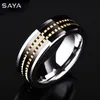 Wedding Rings 8mm Width Men Wedding Rings Tungsten Carbide Band Gold Color Rotary Gear and Black Plating Engraving 231124