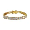 Bracelets ovales de tennis plaqués or 14 carats, zircone cubique, diamants complets, prix de gros