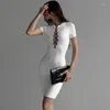 Casual jurken vrouwen korte mouw party club bodycon streetwear witte mini-jurk 2023 zomerkleding groothandel item voor zakelijke vestidos