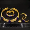 Halsbandörhängen Set unik design 24k Guldpläterade smycken för kvinnor eleganta ringarmbandtillbehör ll