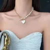 Подвесные ожерелья 2023 Модная тенденция легкая роскошная жемчужная полость застежка ожерелье Сердце Сердце Женское подарки
