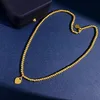 Collier pendentif perlé véritable plaqué or 18 carats serrure titane acier perlé chaîne lettre cadeau de mariage usine en gros avec sac à poussière gratuit