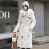 Vrouwen Down Parka Winterjas Lange Grote Bontkraag Dikke Warme Jassen Mode Slanke Vrouwelijke Sneeuw Jas Uitloper 231123