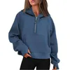 Hoodie kvinnliga tröjor designer hoodies höst vinter yogasträkt halv zip kvinnor sport tröja lösa gym jacka fitness kort plysch tröja