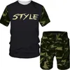 Men's Tracksuits Tactical camouflage men's summer Indian suit casual T-shirtshorts 2-piece set of fashionable sportswear printed men's clothing 230424