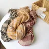 Foulards Automne Et Hiver Double Face Coton Épaissi Chaud Ccarves Style Vintage Rayé Gland En Gros