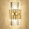 Vägglampa kristall modern enkel vardagsrum sovrum sovrum guld sconce ljusarmaturer heminredning led spegelbelysning