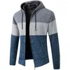 Maglioni da uomo Moda uomo Maglieria a righe Autunno / inverno Pelliccia Lana Spessa Calda Colletto da baseball Giacca Cerniera Cardigan Maglione in pile