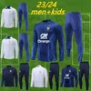 23 24 Survêtement d'entraînement Maillot de la Coupe du monde de football Benzema MBAPPE Equipe de Ensembles complets Kit enfants Hommes 22/23/24 Demi-pull Chandal futbol à manches longues