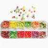 Nail Art Decorations 3D Mixed Fruit Flower Mud Decoration Colorful Sequins Watermelon Orange Strawberry Accessories 12 Grids/box