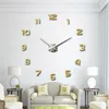 3d DIY Wall Clock Modern Design Saat Reloj de Pared Metal Art Clock vardagsrum Akryl Mirror Watch Horloge Murale346U