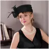 Brede rand hoeden emmer hoeden dame fedoras organza hoed vrouwelijk elegante vlas garen flat zoete bloem hoed vrouwen banket feest hoed meisjes bruiloft cap b-8190 230422