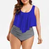 Женские купальники L-5XL 8 Colors Summer High Tankini Tankini Двухцветный