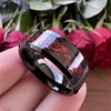 Band Rings 8mm Black Mens Womens Tungsten Carbide Engagement Wedding Ring With Red Opal Dragon Inlay Superior Gift Jewelry Comfort Fit 231124