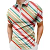 T-shirts pour hommes Mode Hommes Tops Printemps 3D Couleur Stripe Impression Casual Revers Zipper Big pour Pack Col V