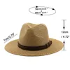 Beralar Basit Ebeveyn-Çocuk Panama Şapkaları Lady Beach Hat Kadınlar Geniş Memul Saman Adam Yaz Güneş Kapağı Fedora 54cm 56-58cm 59-61cm