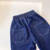 Jeans infantis jeans jeans jeans jeans kid roupas elástico banda de primavera e outono 1-14 Age marca de luxo azul tamanho 90-150