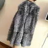 Women's Fur Faux Fur pure natural silver fox hair ladies coat winter women's warm long-sleeved shirt round neck coat 231123