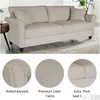 Living Room Furniture Loveseat Sofa Blue Linen With 2 Pillows Beige Drop Delivery Home Garden Dhbna