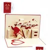 بطاقات المعايدة HEART 3D CARD POPER PAPER LASER CUT PORTIC BIRGINTING HABERINE