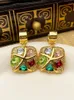 Dangle Earrings European And American Vintage Exaggerated Geometric Square Set Gemstone Antique Women