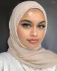 Ubranie etniczne Bubble zwykły szalik/bawełniany szalik Kobiety miękkie solidne szale tłumika hidżab
