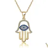 Hanger Kettingen Blauw Boze Oog Hamsa Hand Ketting Derde Hanger Kettingen Geluk Bescherming Sieraden Drop Levering Sieraden Kettingen P Dh3Nn