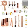 Bar Tools 3-12Pcs/Set Cocktail Shaker Bartenders Black/Rose Gold 800ml 600ml Shakers Wine Stopper Bar Accessories Bars Barware With Recipe 231124