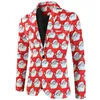 Men's Suits Mens Fashion Leisure Christmas Printed Pocket Buttons Sleeveless V Neck Jacket Suit Tuxedo