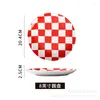 Plates Creative Print Ceramic Checkerboard Pattern High-value Restaurant Home Western Shallow Plate Baking Plating Dishes