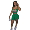 Mulheres Tracksuits Duas Peças Set Designer Slim Sexy Doce e Picante Impressão Tank Top Shorts Senhoras Sportwear 10 Cores