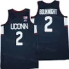 College UConn Huskies Jersey Basketball 2 James Bouknight Men University Team Color Blue Navy Away Breathable Algodão puro para fãs de esporte Camisa Moiva Retro Sewn On