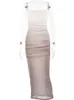 Abiti casual di base JULISSA MO Gradient Spaghetti Strap Patchwork Senza maniche Abito lungo da donna sexy per Femme Elegante Backless Party Clubwear 231123