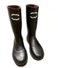Pluie femmes mode cuir nouvelles bottes noires impression semelle extérieure chaussures de créateur chaussures confortables